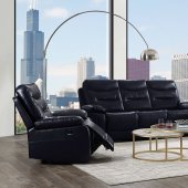 Aashi Motion Sofa 55370 Midnight Blue Leather-Gel Match by Acme