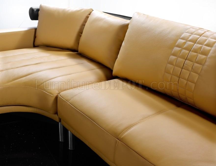Jupiter Mustard Leather Modern, Mustard Color Leather Sectional Sofa