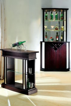 Wenge Finish Contemporary Bar Table W/Display Glass Shelves [EFBF-JB711-JB712 Wenge]