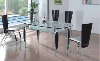 Rectangle Glass Top Dinette With Lower Glass Shelf