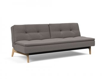 Dublexo Eik Sofa Bed in Grey w/Wooden Legs by Innovation [INSB-Dublexo-Eik-Oak-521]