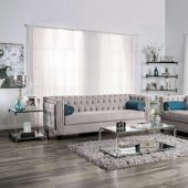 Silvan Sofa SM2283 in Gray Velvet-Like Fabric w/Options
