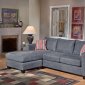 Grey Fabric Modern Living Room Sectional Sofa w/Wooden Legs