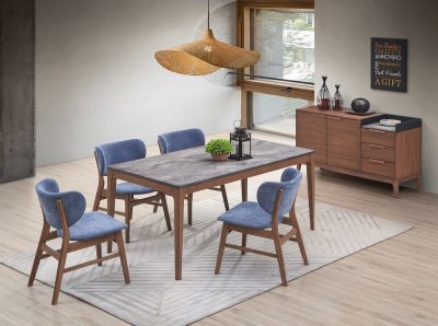 Bevis Dining Room 5Pc Set DN02312 by Acme w/Blue Chairs
