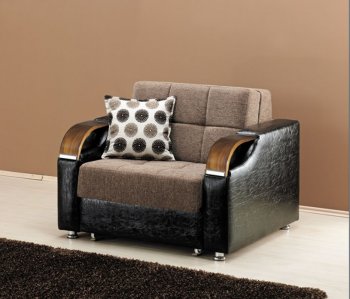 Caprio Chair Bed in Brown Chenille Fabric [RNCB-Caprio Brown]