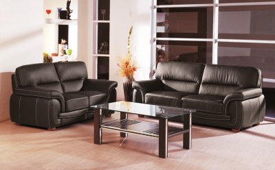 Sienna Sofa in Black Leather by Beverly Hills w/Options