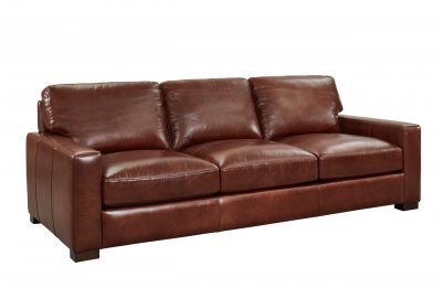 Randall Sofa & Loveseat Set in Chestnut by Leather Italia