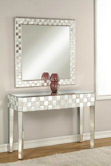 Nasa Console Table & Mirror Set 90244 in Mirrored & Pearl - Acme