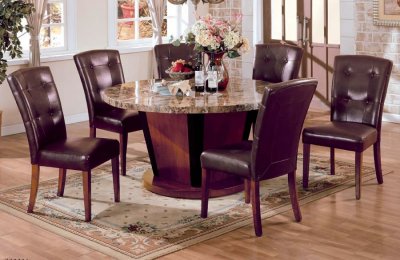 5 PC Genuine Marble Top Dining Table with 4 Side Chairs