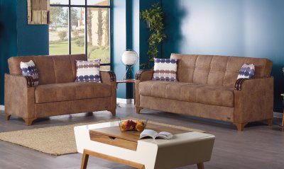 Nevada Sofa Bed in Light Brown Fabric by Empire w/Options