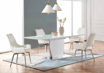 D2279 Dining Table in White by Global w/Optional D4878DC Chairs [GFDS-D2279DT-D4878DC]