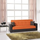 Lego Sofa Bed in Orange Microfiber by Rain w/Optional Items