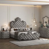 Perine Bedroom BD01062Q in Gray Velvet by Acme w/Options