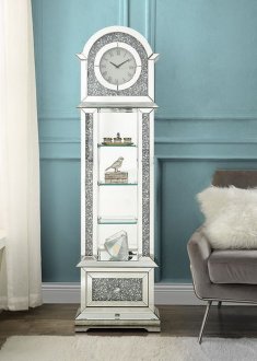 Noralie Grandfather Clock AC00352 in Mirror w/LED by Acme