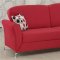 Red Fabric Modern Convertible Sofa Bed w/Optional Items