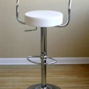 Modern Set of 2 Bar Stools With White Faux Leather Upholstery