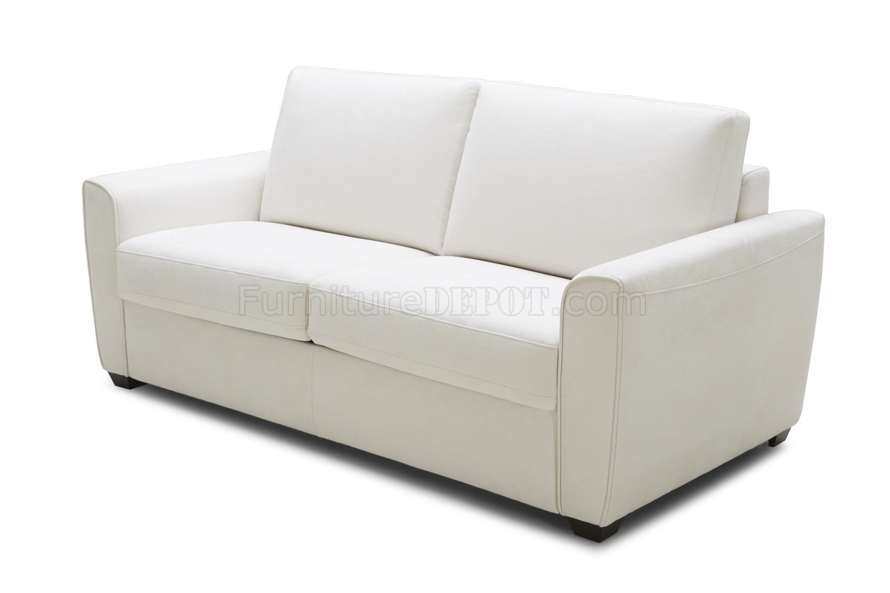 Alpine Premium Sofa Bed in White Microfiber Fabric by J&M - Click Image to Close