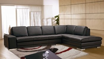 Dark Chocolate Leather Upholstered Contemporary Sectional Sofa [BHSS-Block Dark Chocolate]