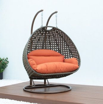 Wicker Hanging Double Egg Swing Chair ESCBG-57OR by LeisureMod [LMOUT-ESCBG-57OR]