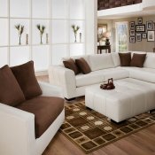 Naples White Leatherette Modern Sectional Sofa w/Optional Items
