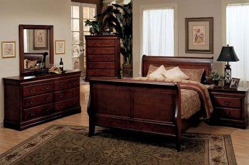 Dark Oak Finish Elegant Bedroom with Sleigh Bed [CRBS-177-4781]