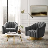 Buoyant Swivel Chair Set of 2 in Gray Velvet by Modway