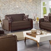 Oregon Sofa Bed in Dark Brown Fabric w/Optional Chair & Loveseat
