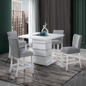 Monaco Bar Table 5Pc Set in White by Global w/03 BS Barstools