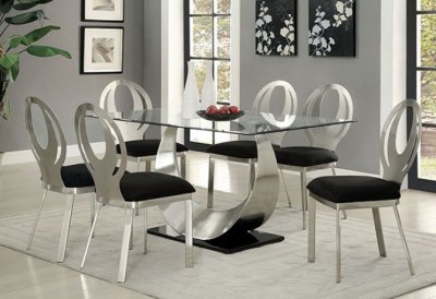 Orla CM3726T Dining Room 7Pc Set in Metal & Glass