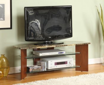 Faux Marble Top & Walnut Wood Finish Modern TV Stand [CTCTV-CART53086W]