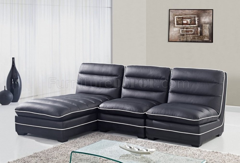 U4150 Sectional Sofa Black Bonded Leather - Global ...