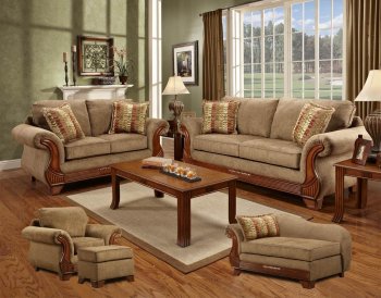 Mocha Fabric Classic Sofa & Loveseat Set w/Optional Items [CHFS-V4-8400 Shannen Mocha]