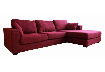 Twill Fabric Sectional Sofa in Burgundy