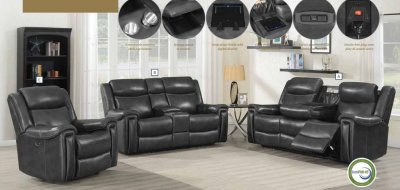 Shallowford Power Recliner Sofa 609321 in Charcoal by Coaster