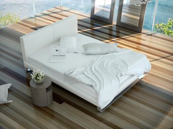 MD331 Chelsea Bed by Modloft in White Bonded Leather w/Options [MLBS-MD331 Chelsea White]