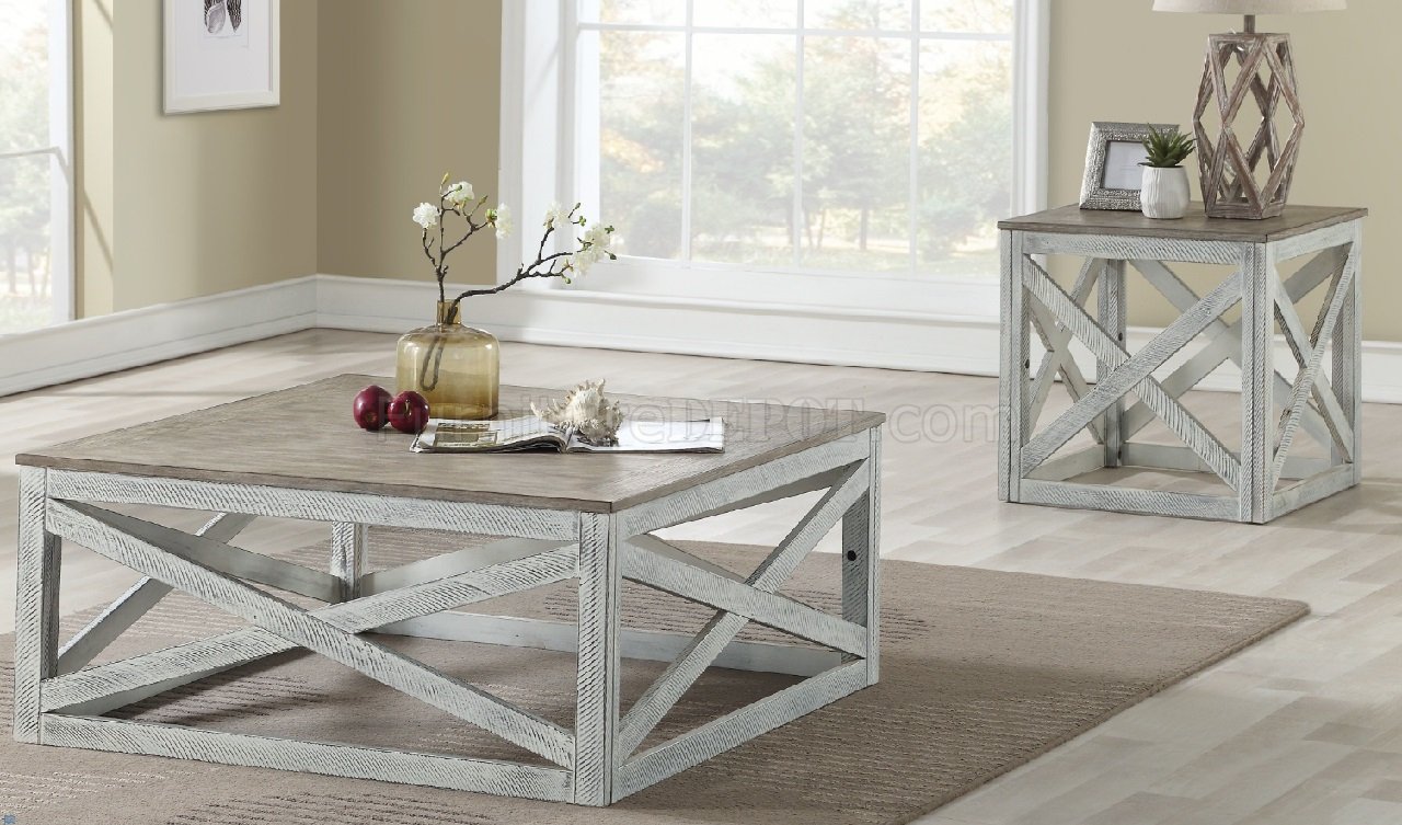 Avianna 3pc Coffee End Table Set 81265 In Antique White Acme