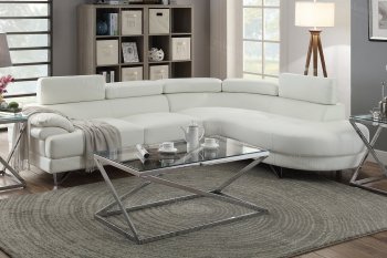 F6985 Sectional Sofa in White Faux Leather by Boss [PXSS-F6985]