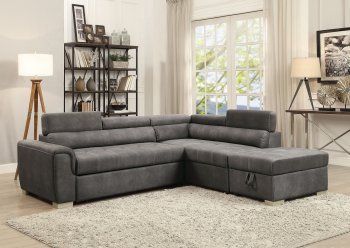 Thelma Sleeper Sectional Sofa 50275 in Gray Microfiber by Acme [AMSS-50275-Thelma]