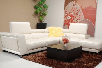 5166 White Leather Sectional Sofa by J&M w/Adjustable Headrests [JMSS-5166]