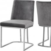 Heidi Dining Chair 728 Set of 2 Grey Velvet Fabric by Meridian