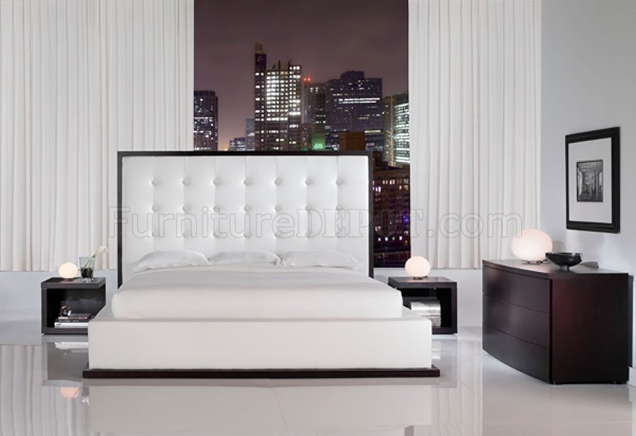 Ludlow White Leather Bedroom Set By Modloft