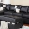 G303 Sectional Sofa w/Ottoman in Black Bonded Leather by Glory