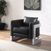 Betla Accent Chair AC01986 in Black Leather & Aluminum by Acme