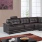 Dark Brown Leather Modern Sectional Sofa w/Adjustable Headrests