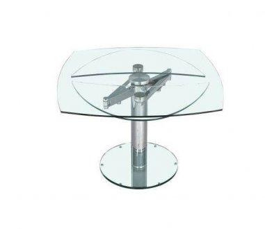 Clear Glass Expandable Top Modern Dining Table w/Chrome Base