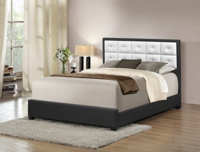 B146 Upholstered Bed in Black & White