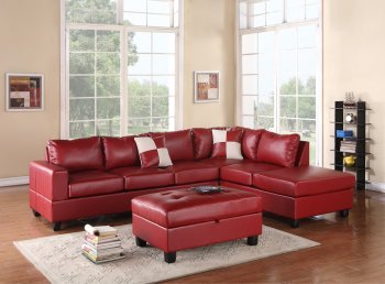G309 Sectional Sofa in Red Bonded Leather by Glory w/Ottoman [GYSS-G309]
