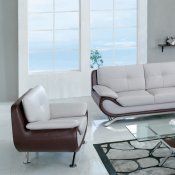 Grey & Chocolate Bonded Leather Modern 7025 Sofa w/Options