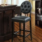 Button Bar Stool Set of 2 in Black Vinyl by Modway