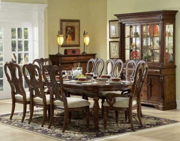 Mahogany Finish Classic Dining Room Table w/Optional Items [HEDS-834-100]